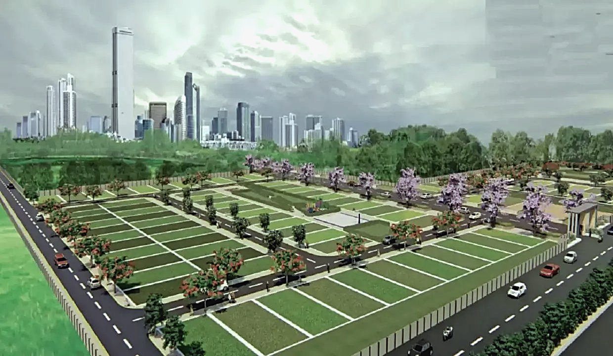 Community greens against the skyline