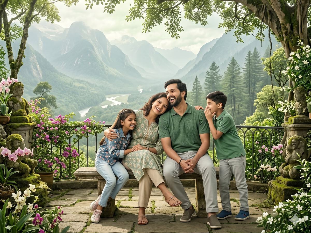 A family together at home, the people Rishi Sarovar Valley is planned for